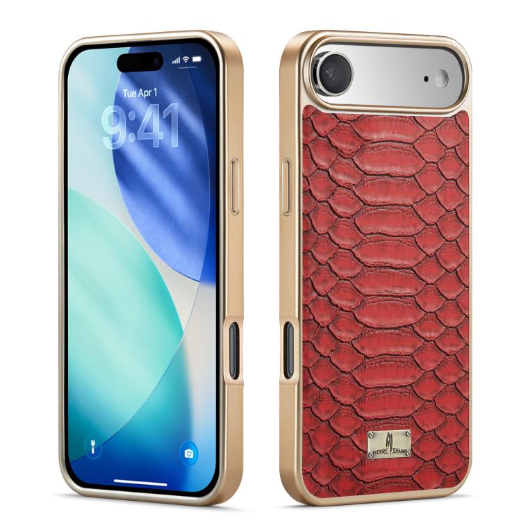 For iPhone Air Fierre Shann Python Texture Electroplating PU Phone Case(Red)