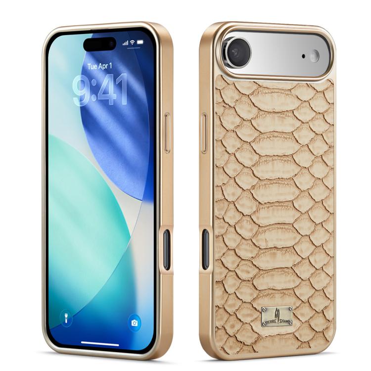 For iPhone Air Fierre Shann Python Texture Electroplating PU Phone Case(White)