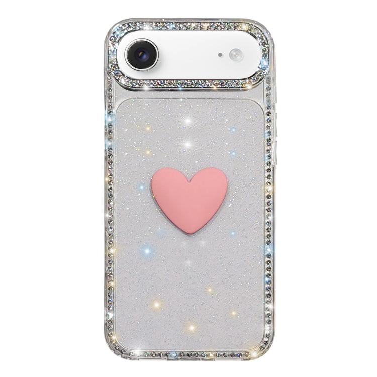 For iPhone Air Flash Rhinestone Double-sided IMD Love Heart Phone Case(Glitter Transparent)