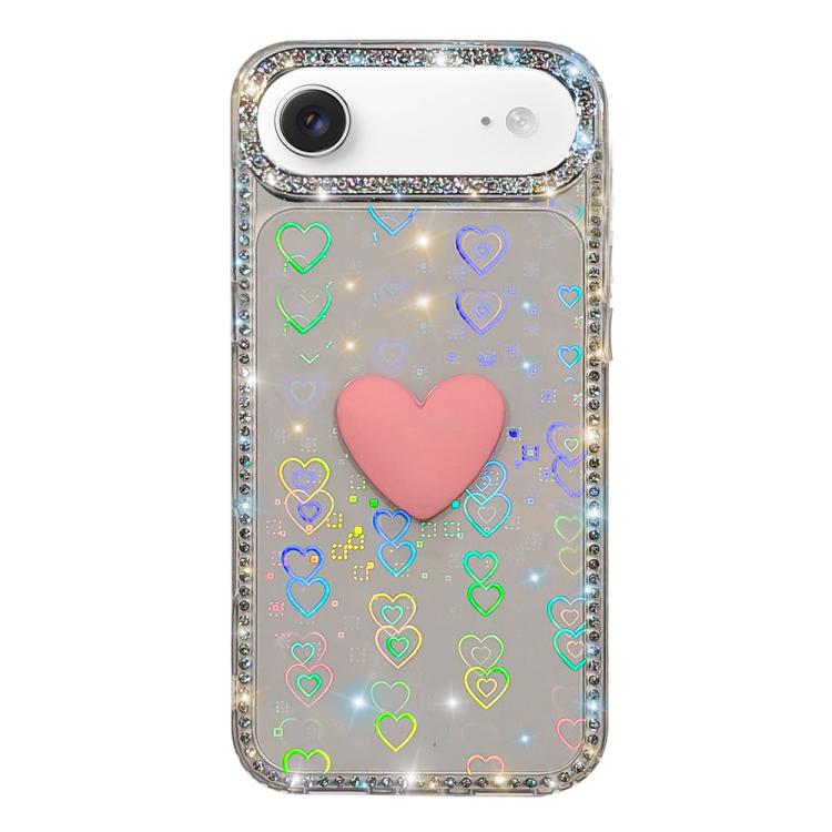 For iPhone Air Flash Rhinestone Double-sided IMD Love Heart Phone Case(Lover Transparent)