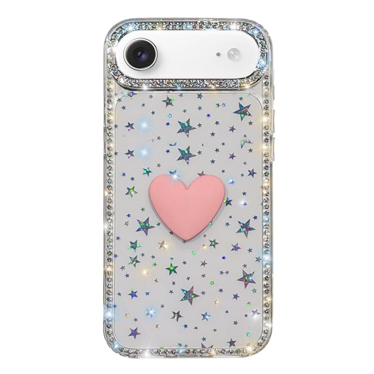 For iPhone Air Flash Rhinestone Double-sided IMD Love Heart Phone Case(Stars Transparent)