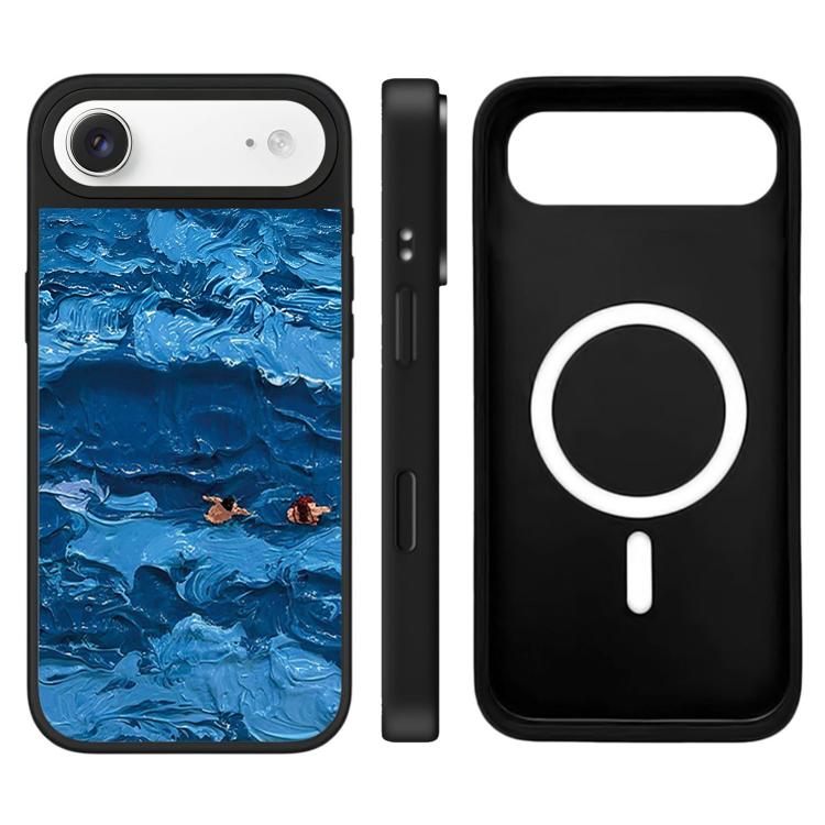 For iPhone Air Floating Man Series Pattern Mirror Magnetic Phone Case(Ocean Waves)