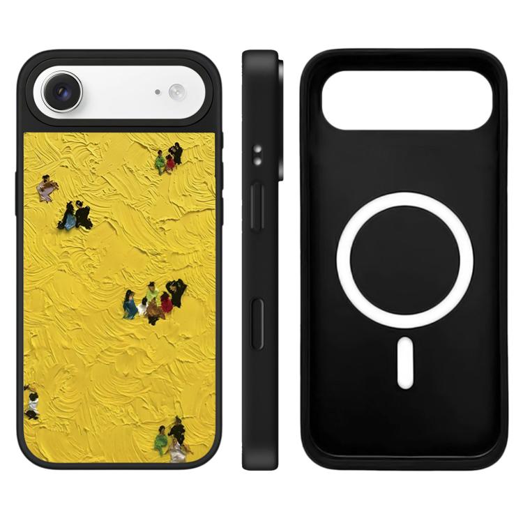 For iPhone Air Floating Man Series Pattern Mirror Magnetic Phone Case(Wheat Field)