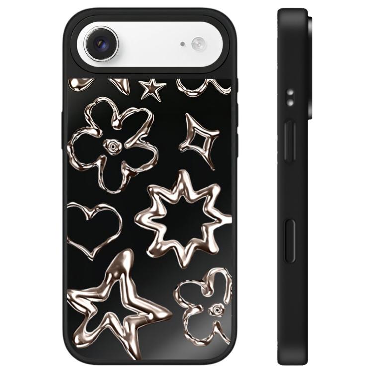 For iPhone Air Floating Man Series Pattern Mirror Phone Case(Flowers Black)