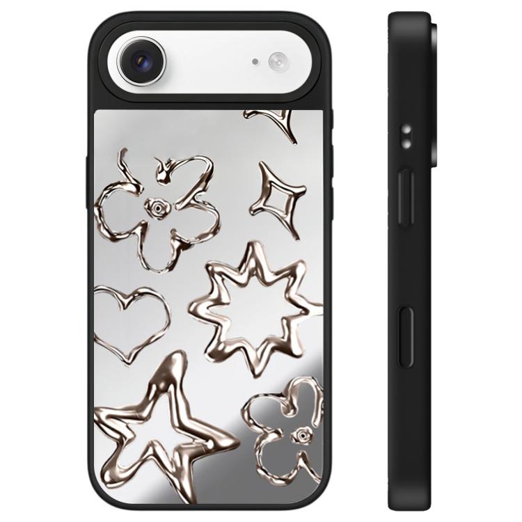 For iPhone Air Floating Man Series Pattern Mirror Phone Case(Flowers Silver)