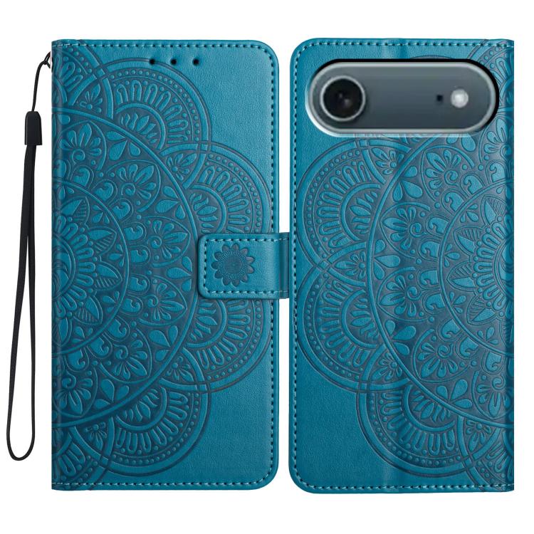 For iPhone Air Flower Embossed Leather Phone Case(Blue)