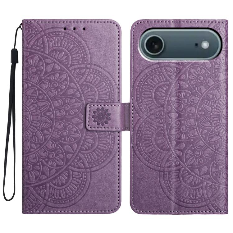 For iPhone Air Flower Embossed Leather Phone Case(Purple)