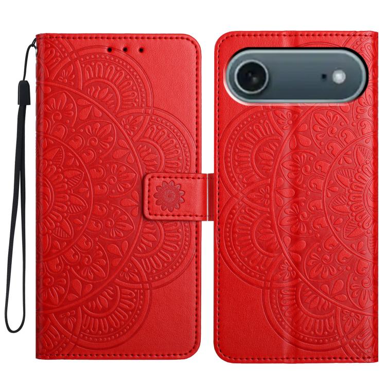 For iPhone Air Flower Embossed Leather Phone Case(Red)