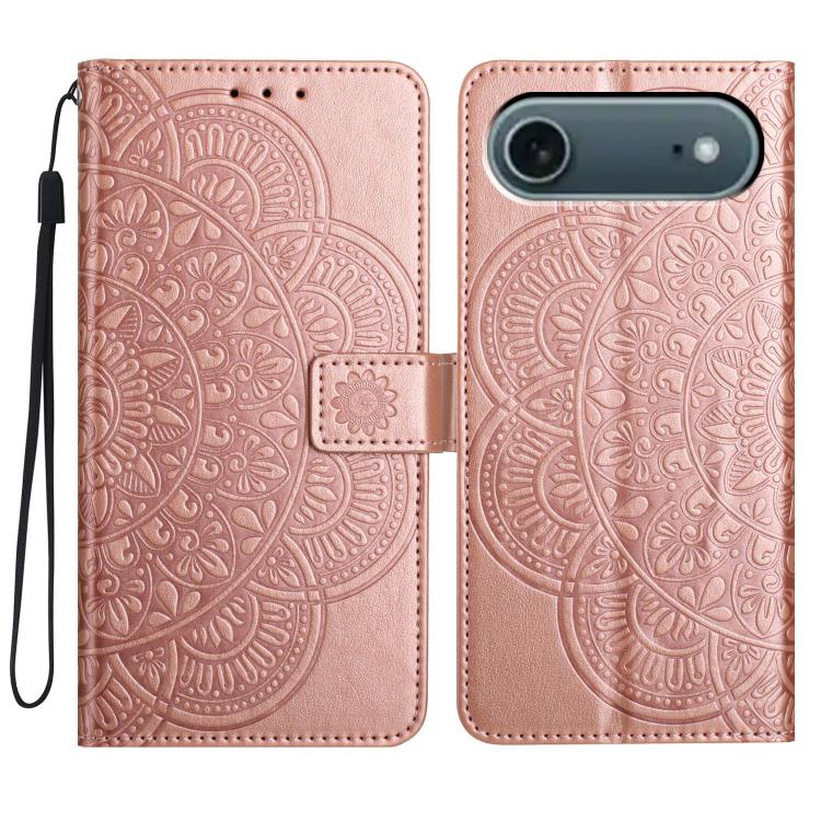 For iPhone Air Flower Embossed Leather Phone Case(Rose Gold)