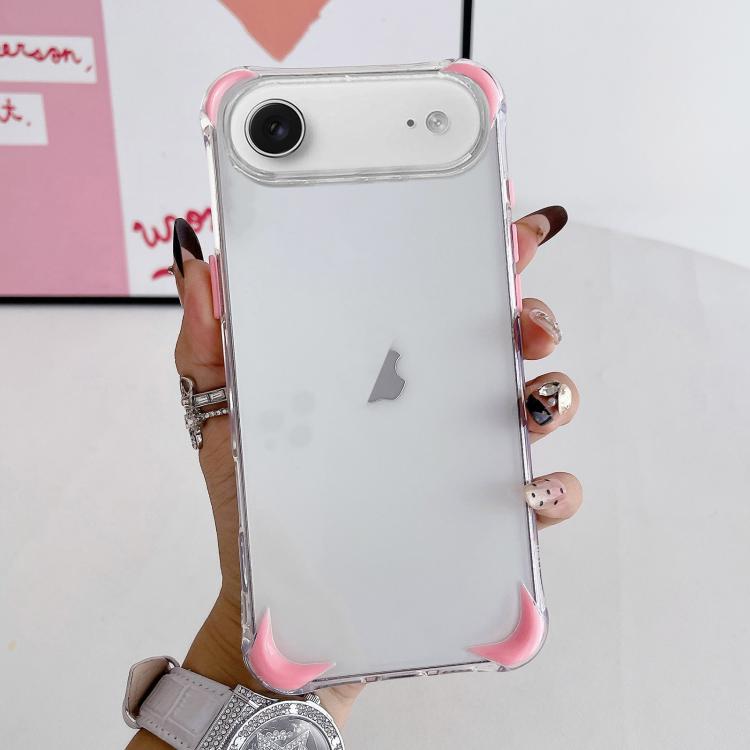 For iPhone Air Four Corner Airbags Shockproof Color Contrast Soft TPU Phone Case(Pink)