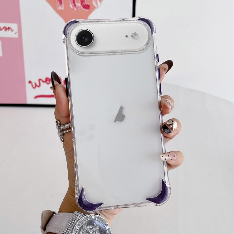 For iPhone Air Four Corner Airbags Shockproof Color Contrast Soft TPU Phone Case(Purple)