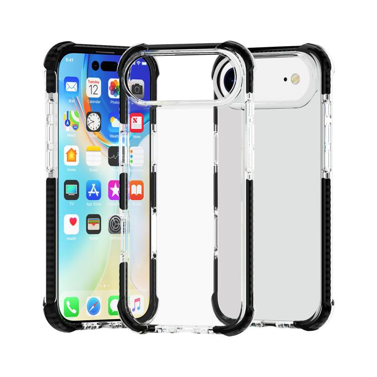 For iPhone Air Four-corner Shockproof TPU Hybrid Acrylic Phone Case(Black + Transparent)