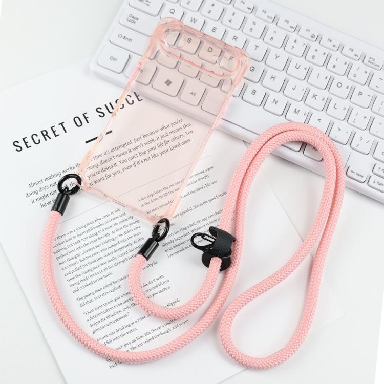 For iPhone Air Four-corner Shockproof TPU Phone Case with Lanyard(Pink)