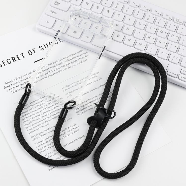 For iPhone Air Four-corner Shockproof TPU Phone Case with Lanyard(Transparent Black Key)