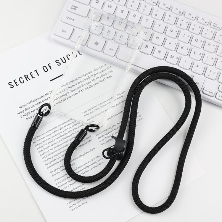 For iPhone Air Four-corner Shockproof TPU Phone Case with Lanyard(Transparent White Key)