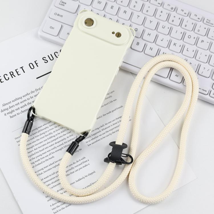 For iPhone Air Four-corner Shockproof TPU Phone Case with Lanyard(White)
