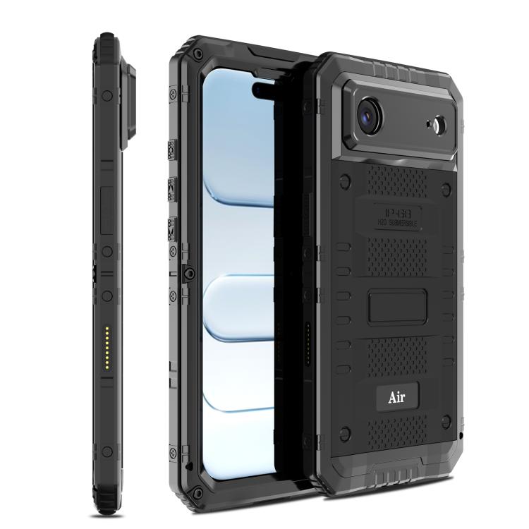 For iPhone Air Four-proof Metal Hybrid Silicone Phone Case(Black)