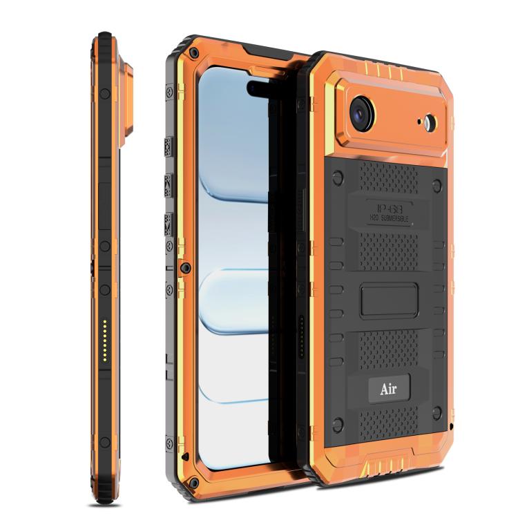 For iPhone Air Four-proof Metal Hybrid Silicone Phone Case(Orange)