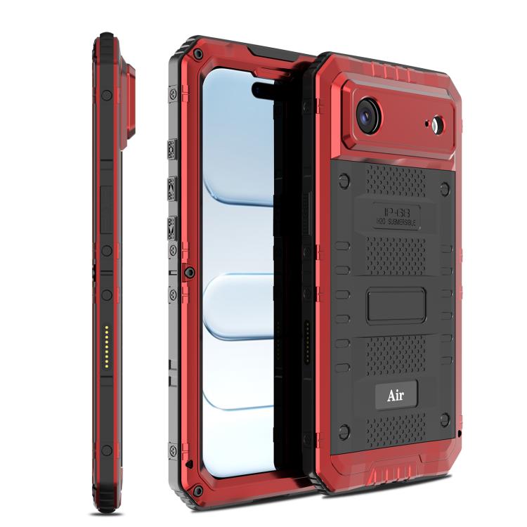 For iPhone Air Four-proof Metal Hybrid Silicone Phone Case(Red)
