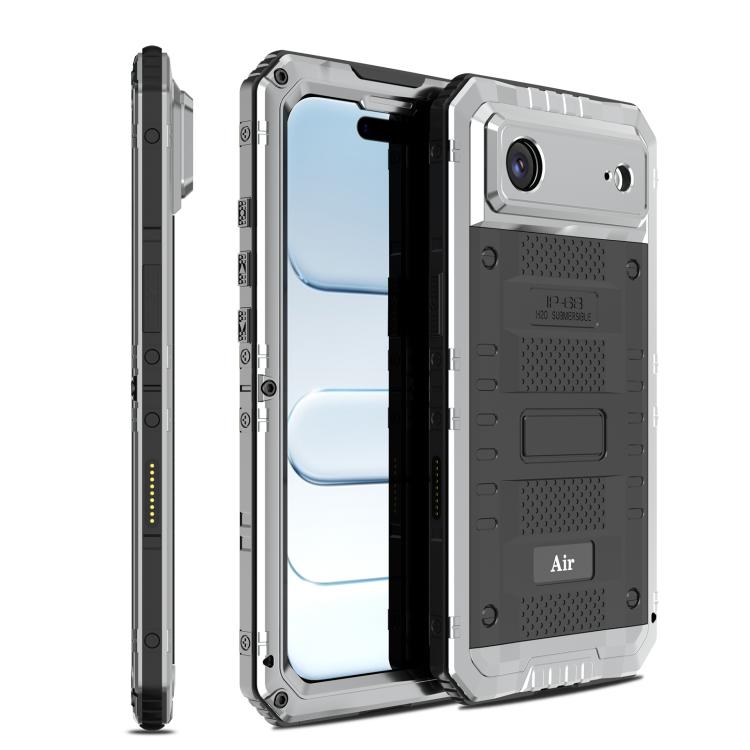 For iPhone Air Four-proof Metal Hybrid Silicone Phone Case(Silver)