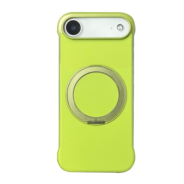 For iPhone Air Frameless Leather-Skin PC MagSafe Holder Phone Case(Green)