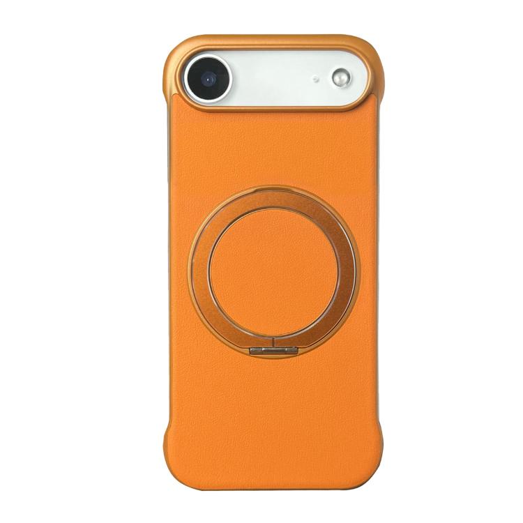 For iPhone Air Frameless Leather-Skin PC MagSafe Holder Phone Case(Orange)