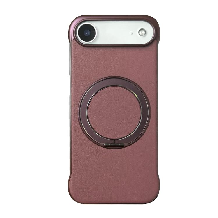 For iPhone Air Frameless Leather-Skin PC MagSafe Holder Phone Case(Red)