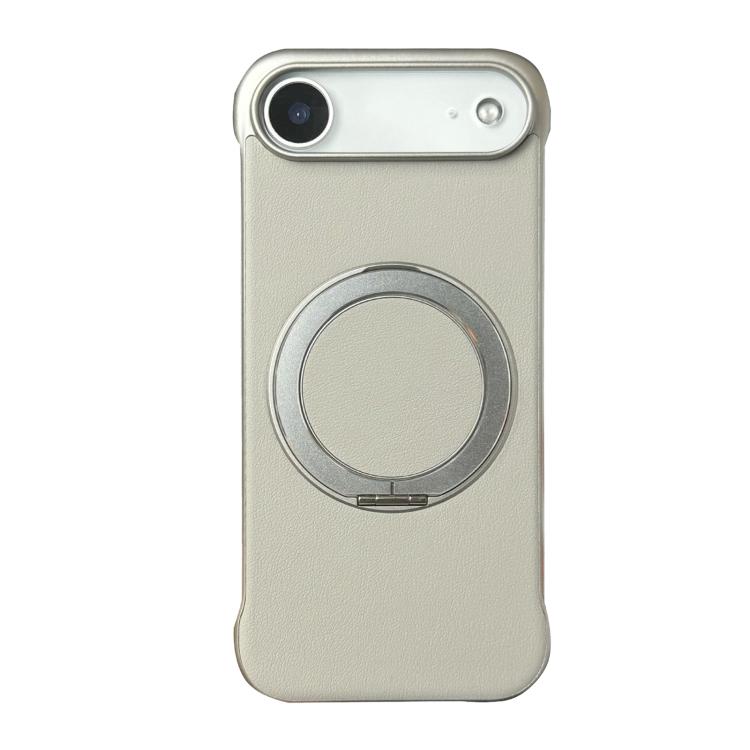 For iPhone Air Frameless Leather-Skin PC MagSafe Holder Phone Case(Titanium gray)