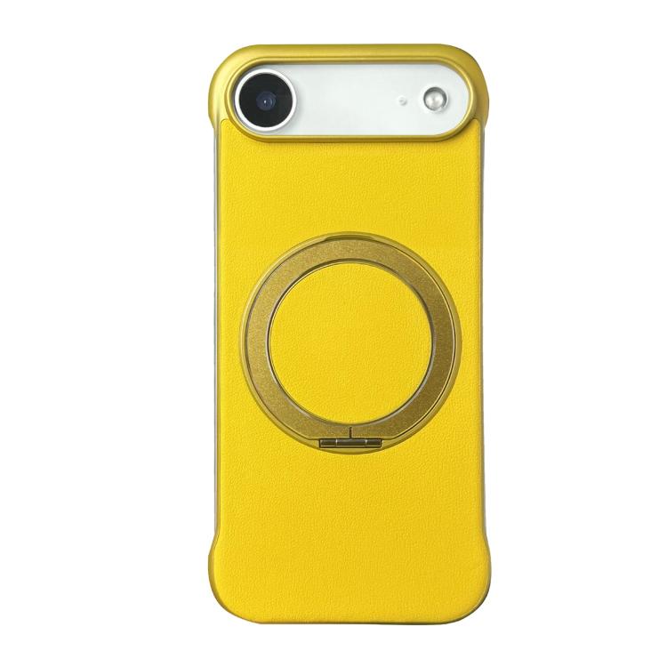 For iPhone Air Frameless Leather-Skin PC MagSafe Holder Phone Case(yellow)
