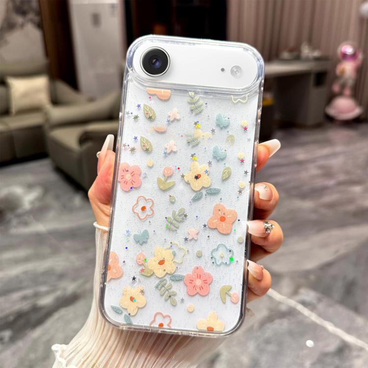 For iPhone Air Fresh Small Floral Epoxy TPU Phone Case(D02 Hand-painted Flower)