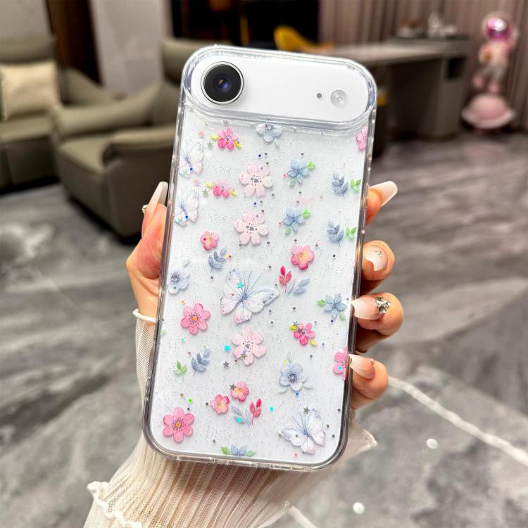 For iPhone Air Fresh Small Floral Epoxy TPU Phone Case(D06 Love of Butterfly)