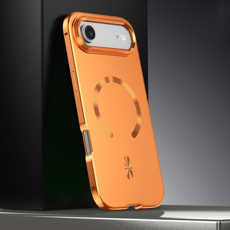 For iPhone Air Frosted Magnetic Shield MagSafe Alloy Metal Phone Case(Orange)
