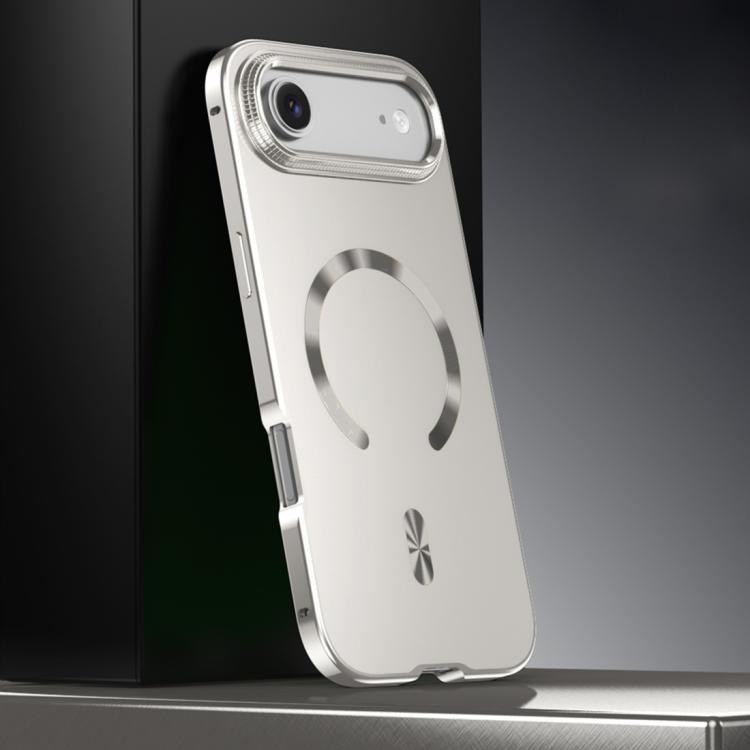 For iPhone Air Frosted Magnetic Shield MagSafe Alloy Metal Phone Case(Titanium)