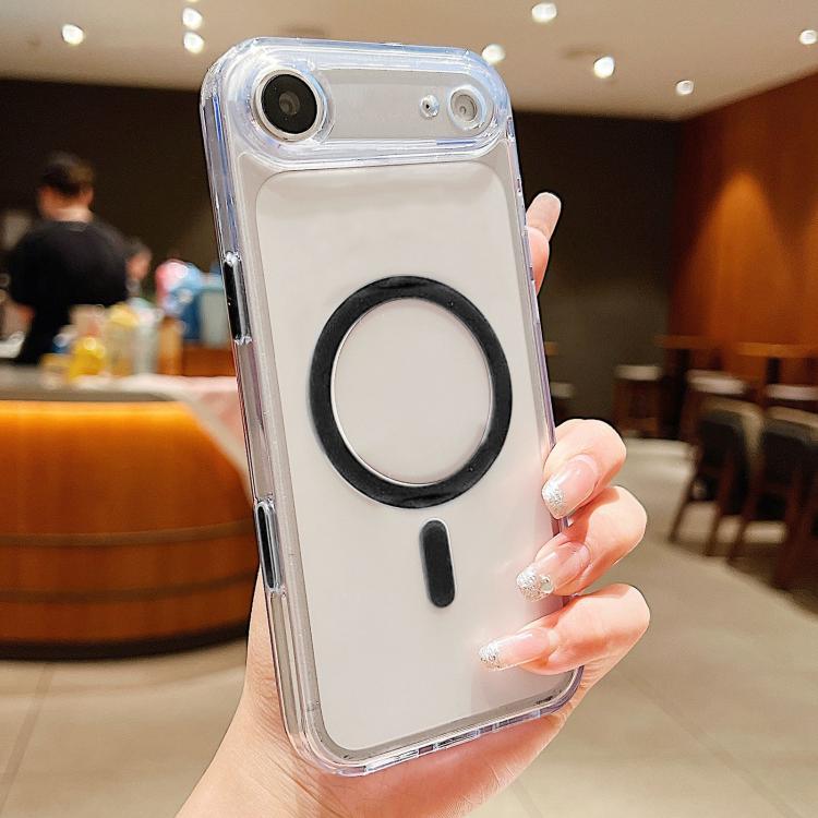 For iPhone Air Frosted PC Hybrid TPU Magnetic Phone Case with AI Sensing Key(Black)