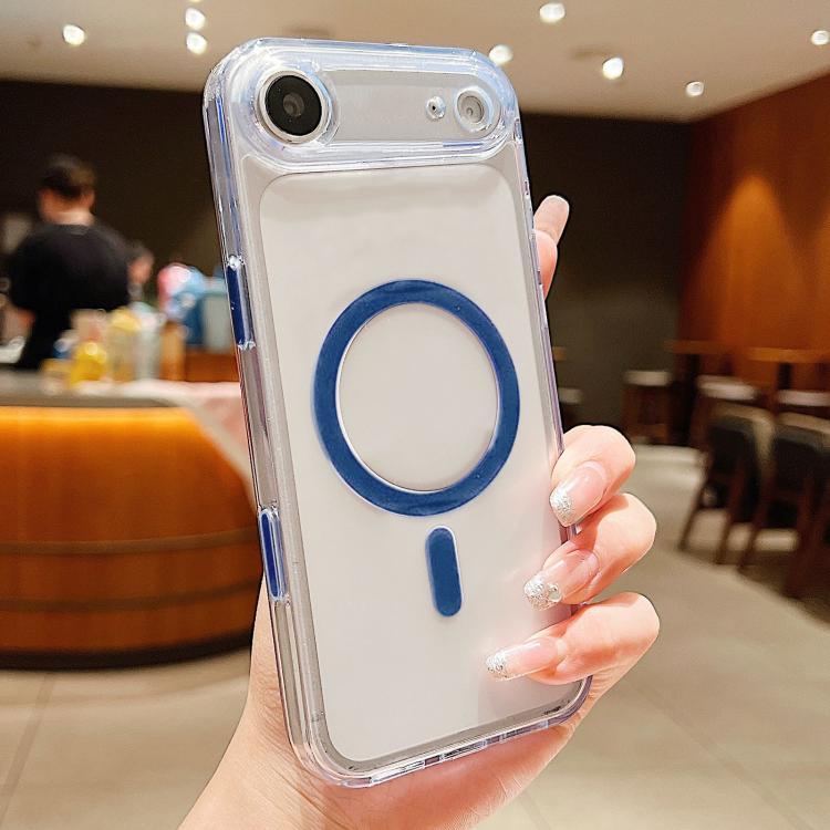 For iPhone Air Frosted PC Hybrid TPU Magnetic Phone Case with AI Sensing Key(Blue)