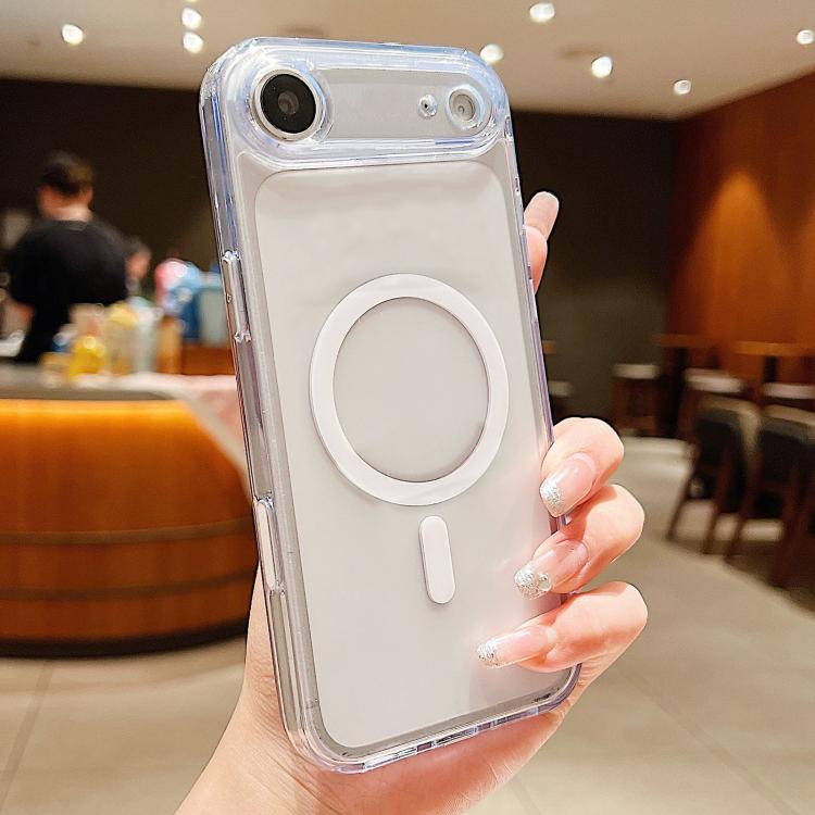 For iPhone Air Frosted PC Hybrid TPU Magnetic Phone Case with AI Sensing Key(White)
