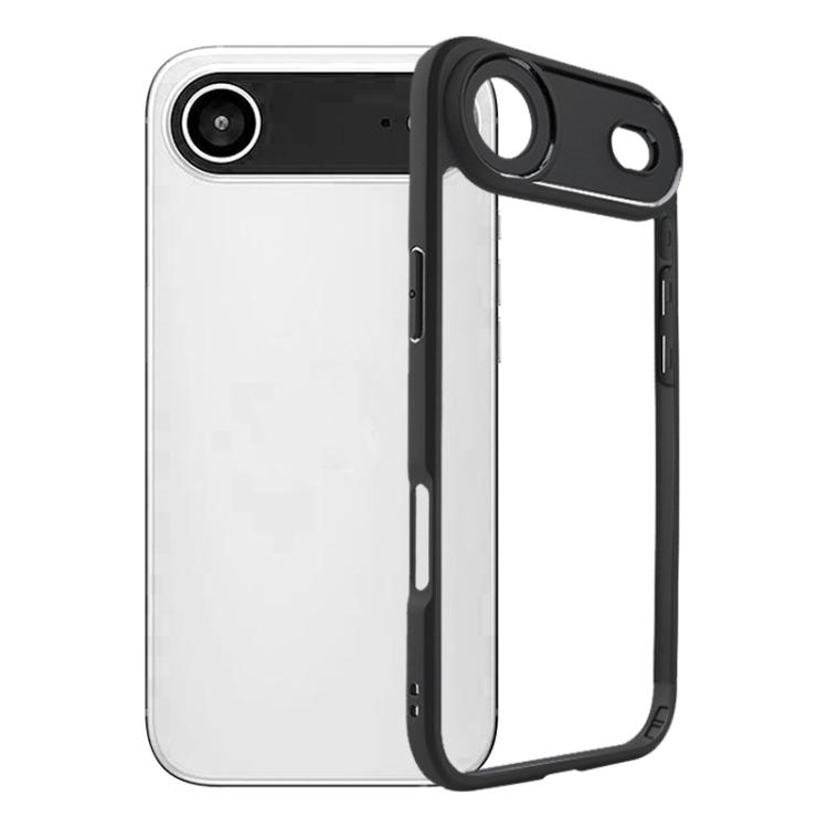 For iPhone Air Frosted TPU + Transparent PC Phone Case(Black)
