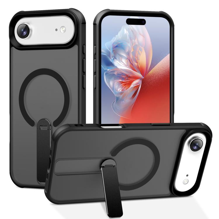 For iPhone Air Fulcrum Standing Bracket MagSafe Phone Case(Black)