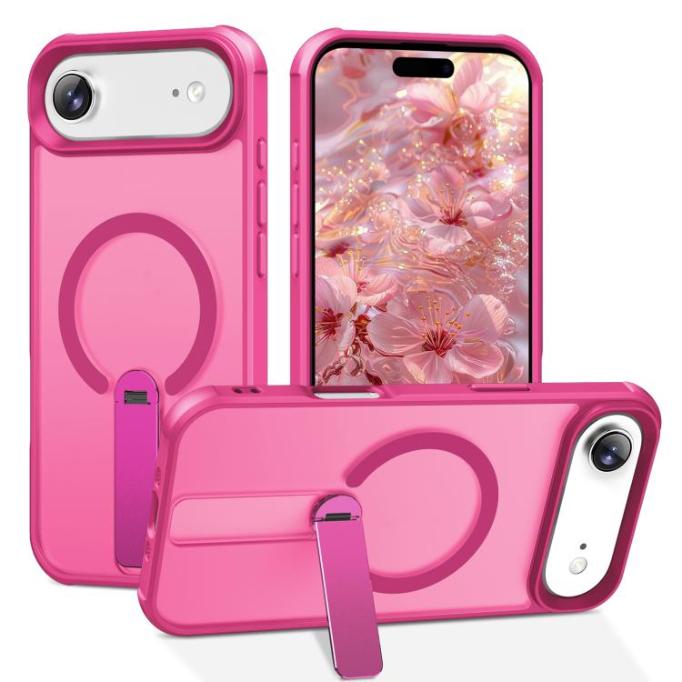 For iPhone Air Fulcrum Standing Bracket MagSafe Phone Case(Rose Red)