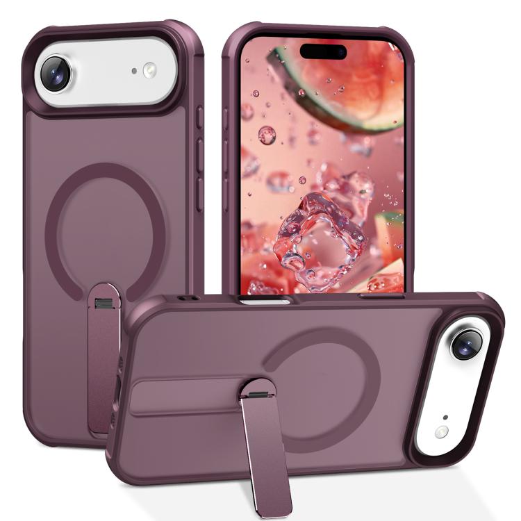 For iPhone Air Fulcrum Standing Bracket MagSafe Phone Case(Wine Red)