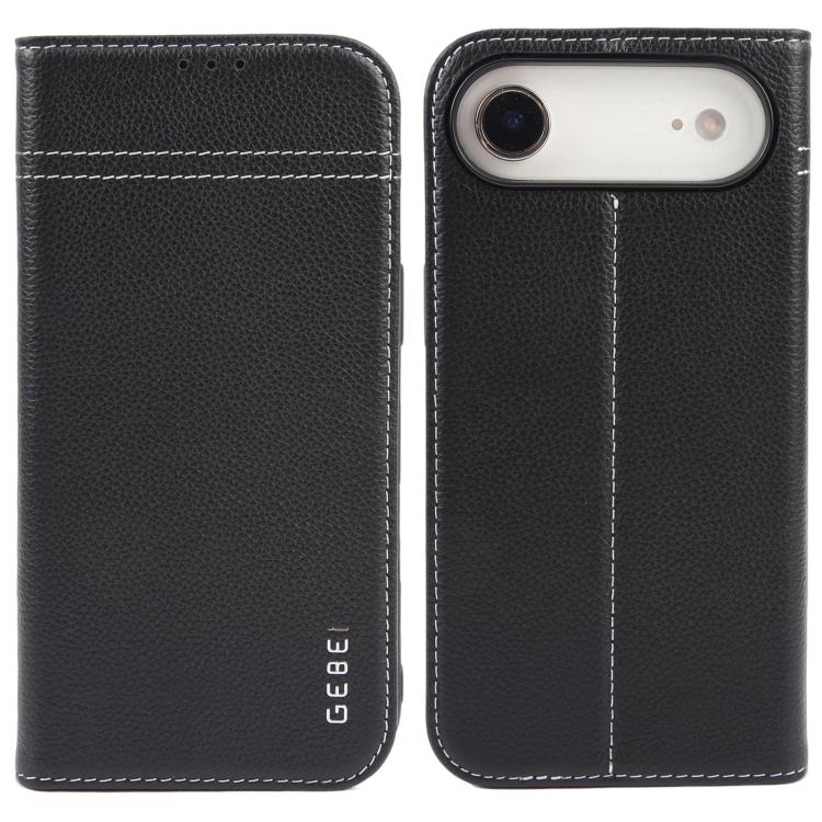 For iPhone Air GEBEI Top-grain Horizontal Flip Leather Phone Case(Black)