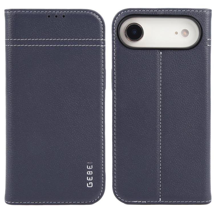 For iPhone Air GEBEI Top-grain Horizontal Flip Leather Phone Case(Blue)