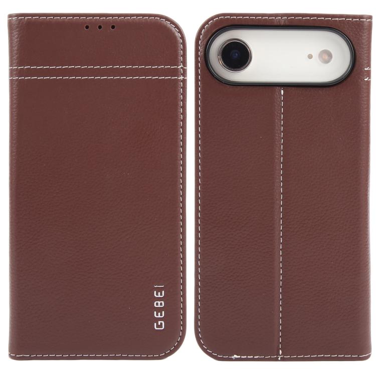 For iPhone Air GEBEI Top-grain Horizontal Flip Leather Phone Case(Brown)