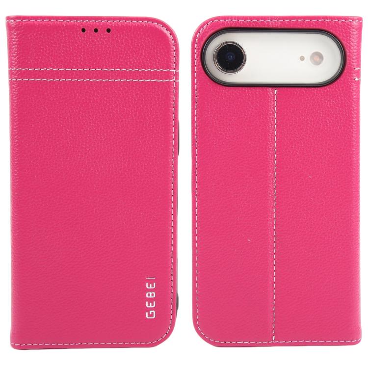 For iPhone Air GEBEI Top-grain Horizontal Flip Leather Phone Case(Rose Red)