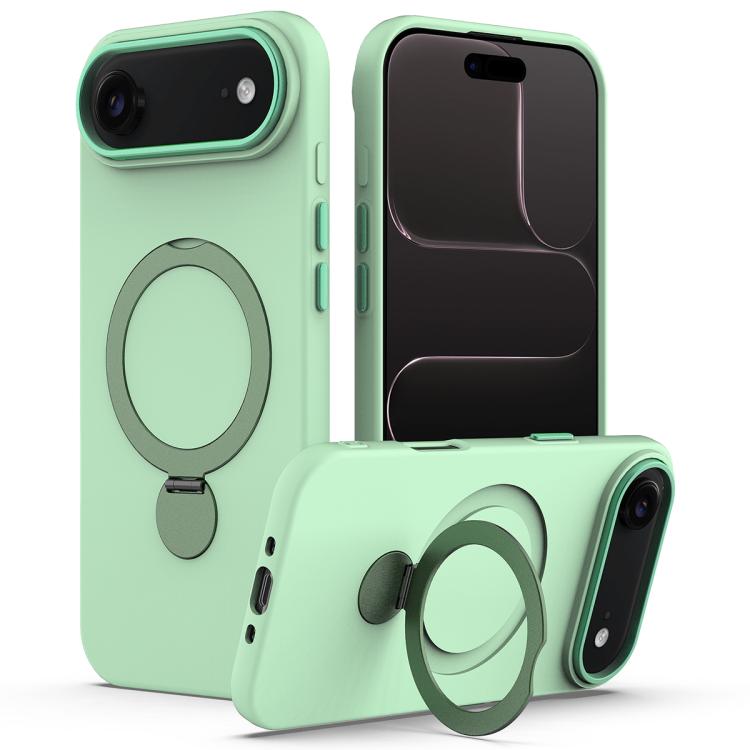 For iPhone Air Gen1.5 Pivot Ring Holder TPU Hybrid PC Phone Case(Green)