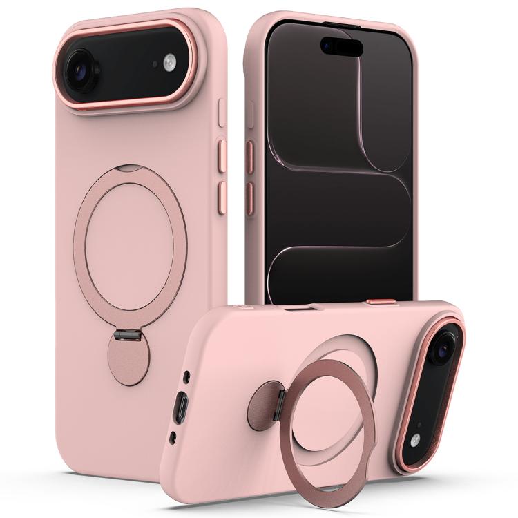 For iPhone Air Gen1.5 Pivot Ring Holder TPU Hybrid PC Phone Case(Pink)