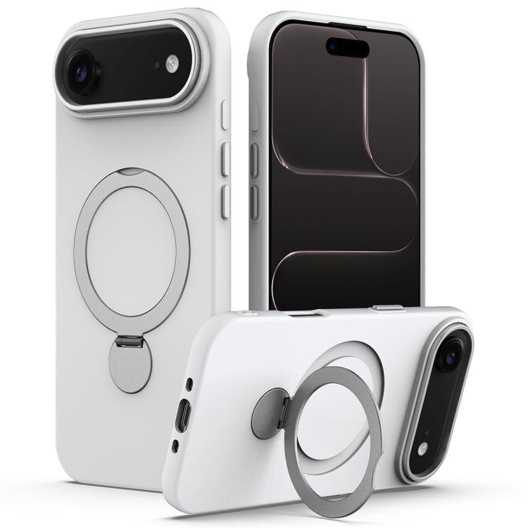 For iPhone Air Gen1.5 Pivot Ring Holder TPU Hybrid PC Phone Case(White)
