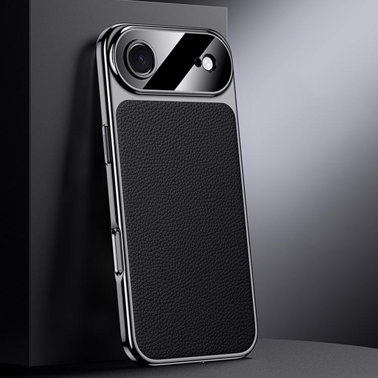 For iPhone Air Genuine Leather PC Phone Case(Black)