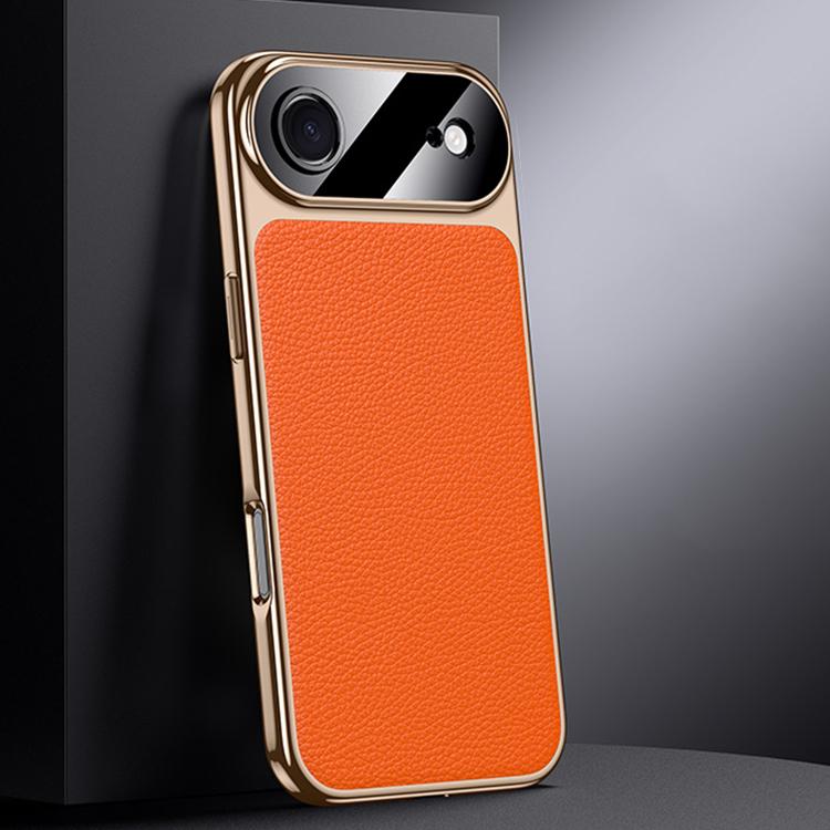 For iPhone Air Genuine Leather PC Phone Case(Orange)
