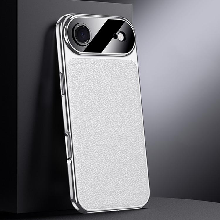 For iPhone Air Genuine Leather PC Phone Case(White)